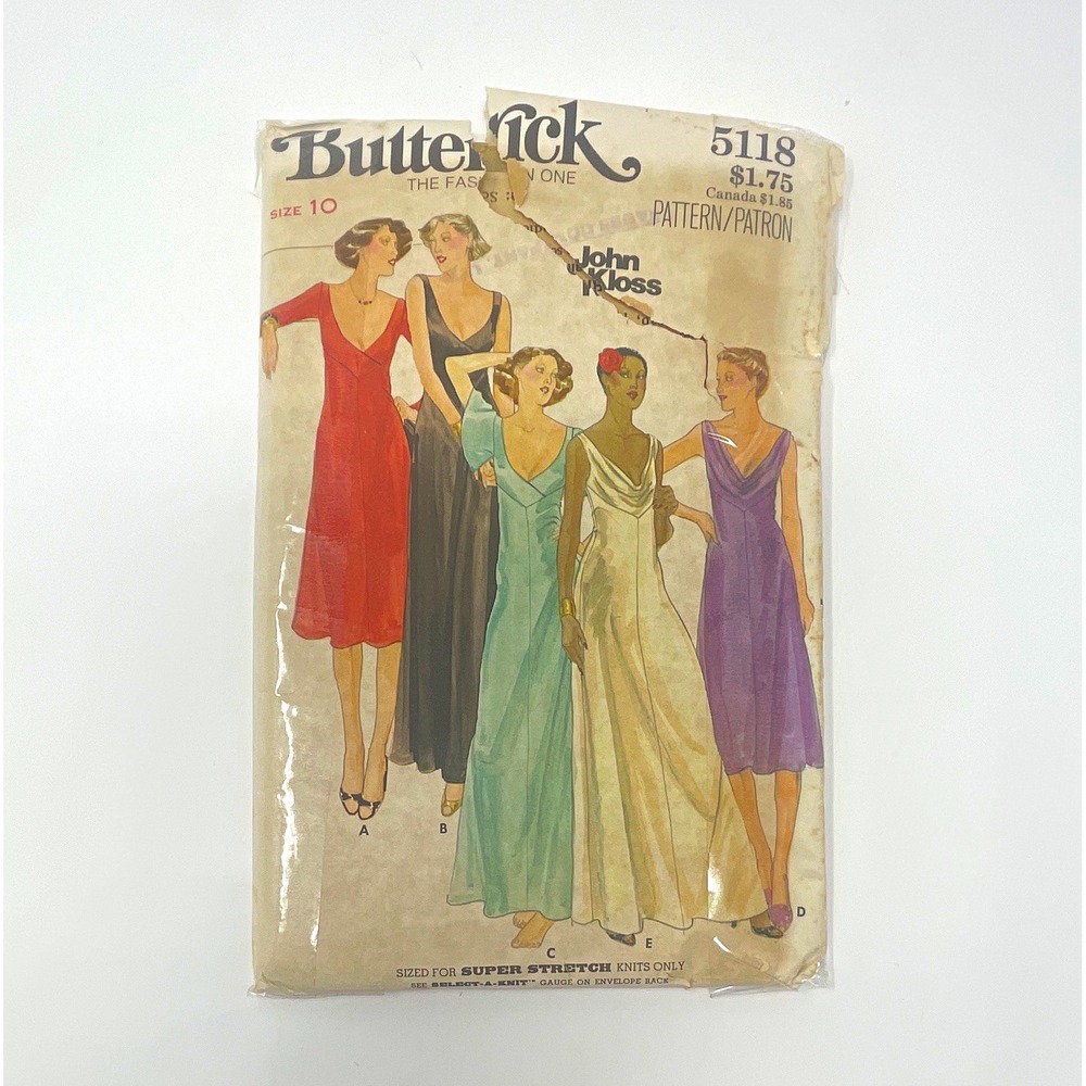 Butterick 5118 Vintage Original John Kloss Misses’ Gown Sewing Pattern Sz 10 FF